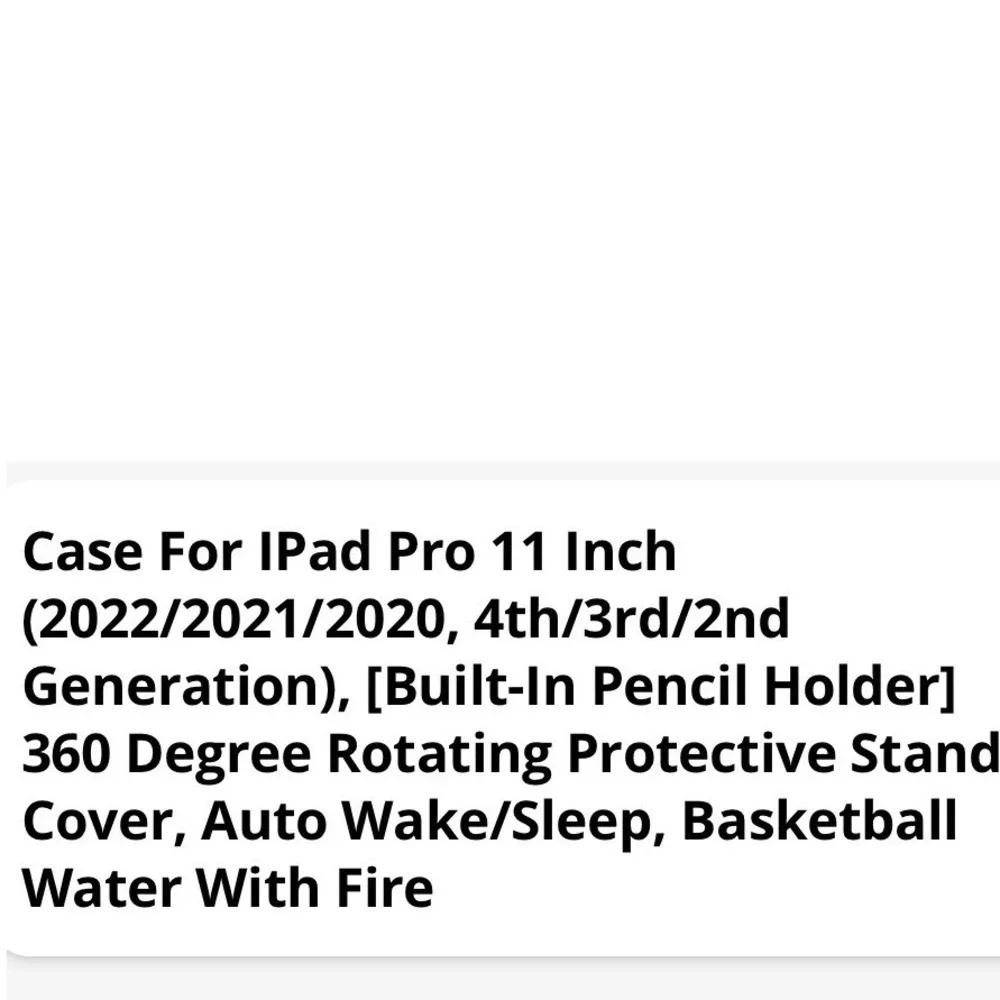 iPad Pro 11 Case Basketball Fire Water 360 Rotating Stand Pencil Holder Cover‎